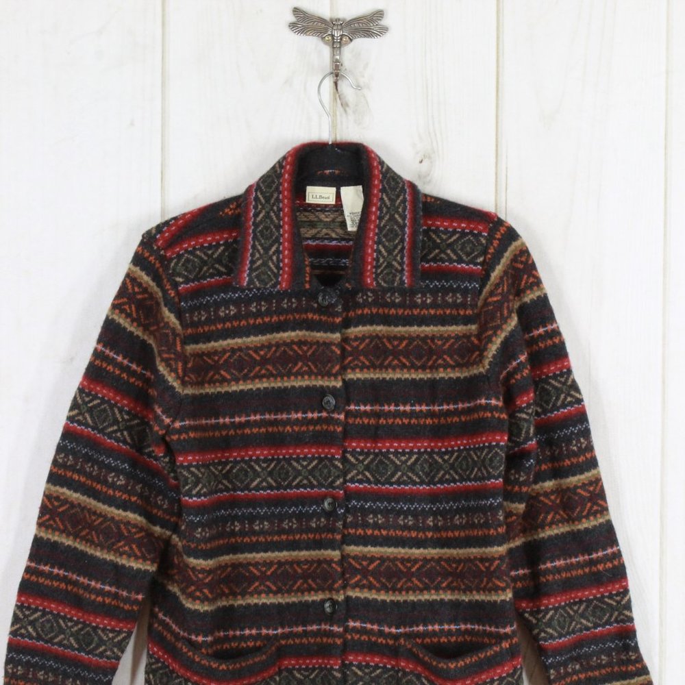 LL BEAN Multicolor Button Cardigan Sweater Size M - Picture 2 of 11